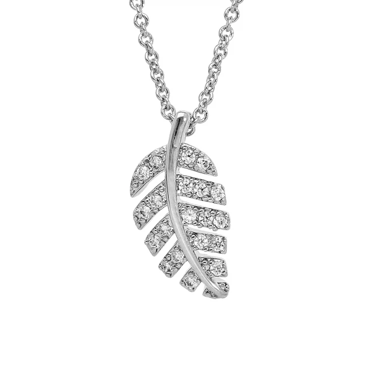 Collier feuillage serti d’oxydes – Argent 925 rhodié | Azuline