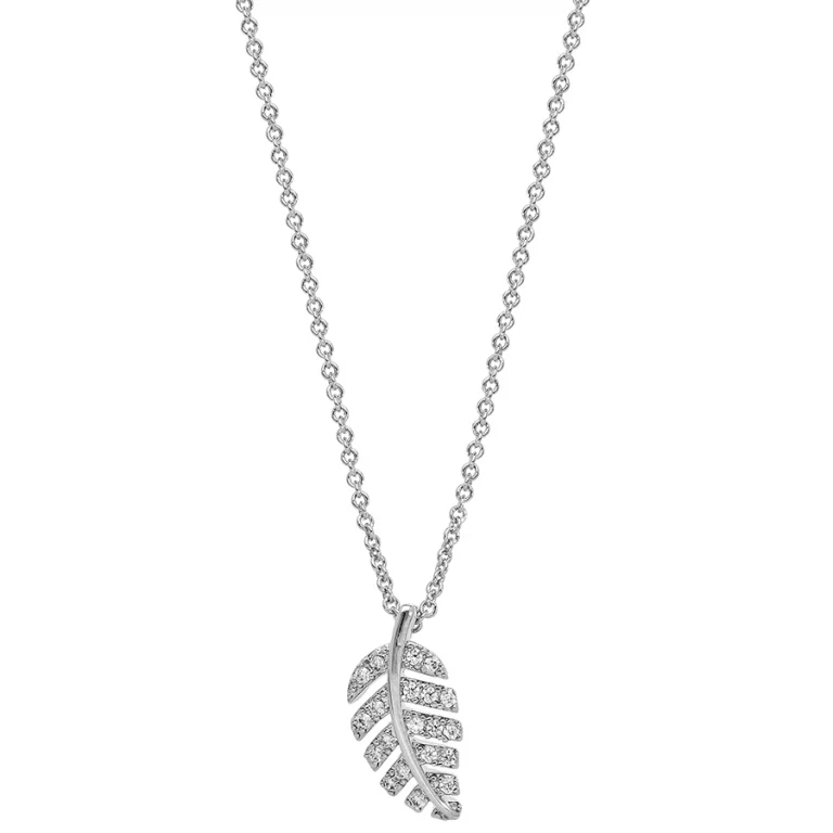 Collier feuillage serti d’oxydes – Argent 925 rhodié | Azuline