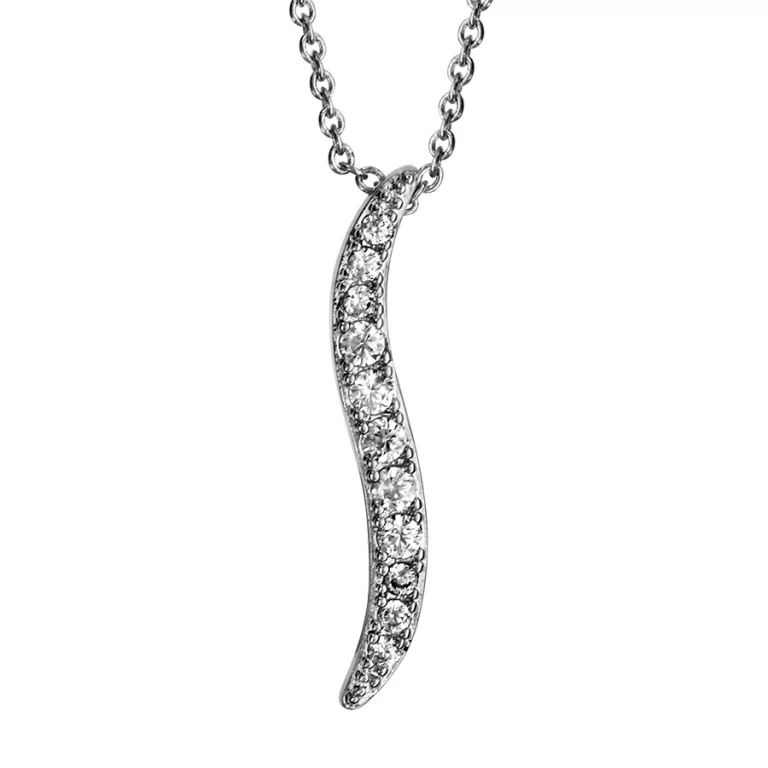 Collier feuille pavé – Argent 925 rhodié | Azuline