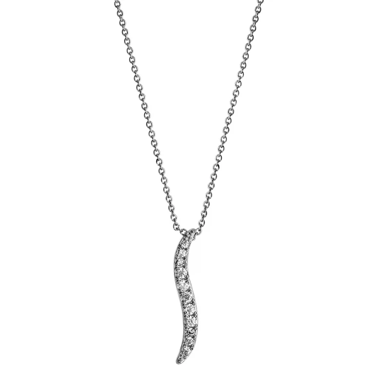 Collier feuille pavé – Argent 925 rhodié | Azuline