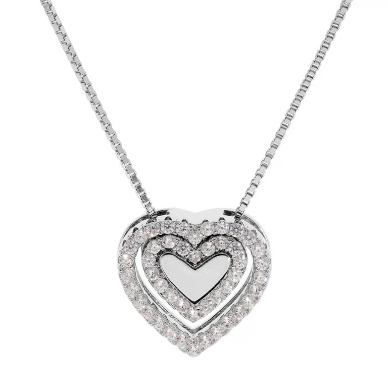 Collier triple cœur serti d’oxydes – Argent 925 rhodié | Azuline