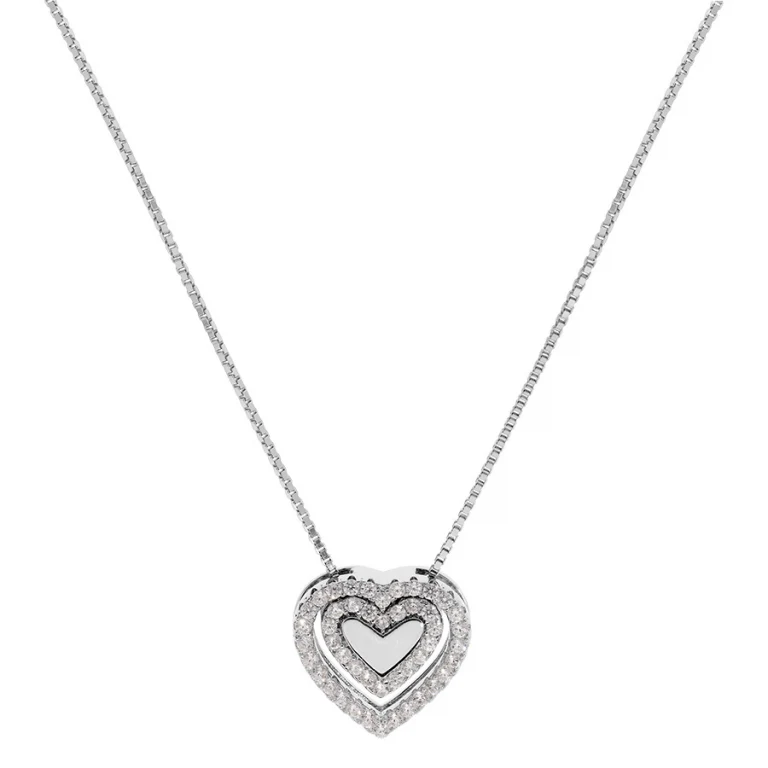 Collier triple cœur serti d’oxydes – Argent 925 rhodié | Azuline