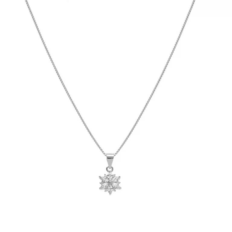 Collier petite fleur étoilée sertie – Argent 925 rhodié | Azuline
