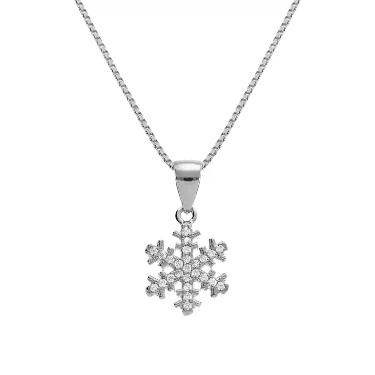 Collier flocon de neige étoilé serti – Argent 925 rhodié | Azuline