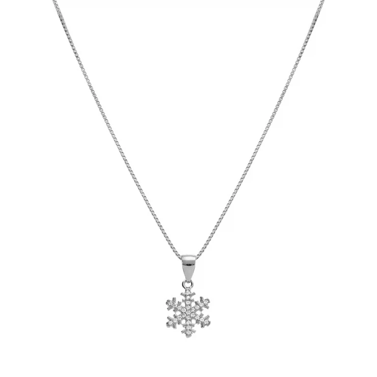 Collier flocon de neige étoilé serti – Argent 925 rhodié | Azuline