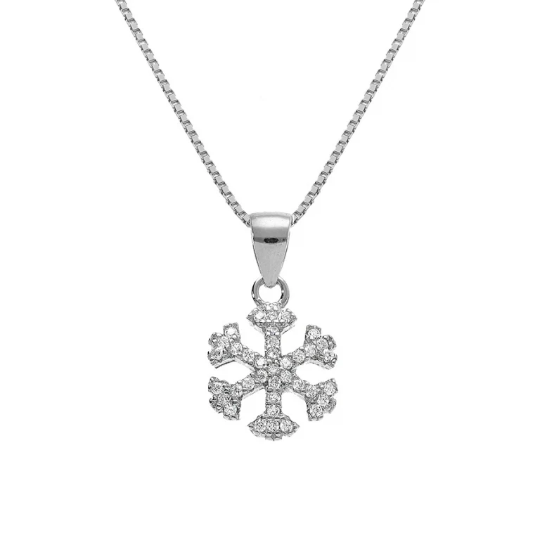 Collier flocon de neige à branches serties – Argent 925 rhodié | Azuline