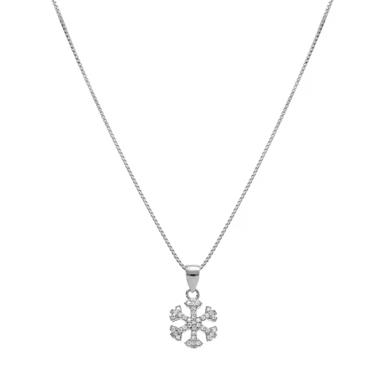 Collier flocon de neige à branches serties – Argent 925 rhodié | Azuline