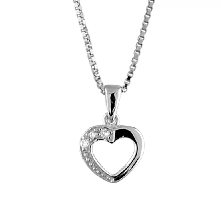 Collier cœur à pierres blanches synthétiques petit modèle – Argent 925 rhodié | Azuline
