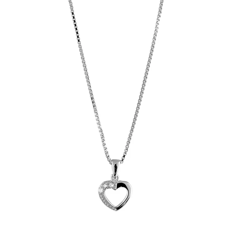 Collier cœur à pierres blanches synthétiques petit modèle – Argent 925 rhodié | Azuline