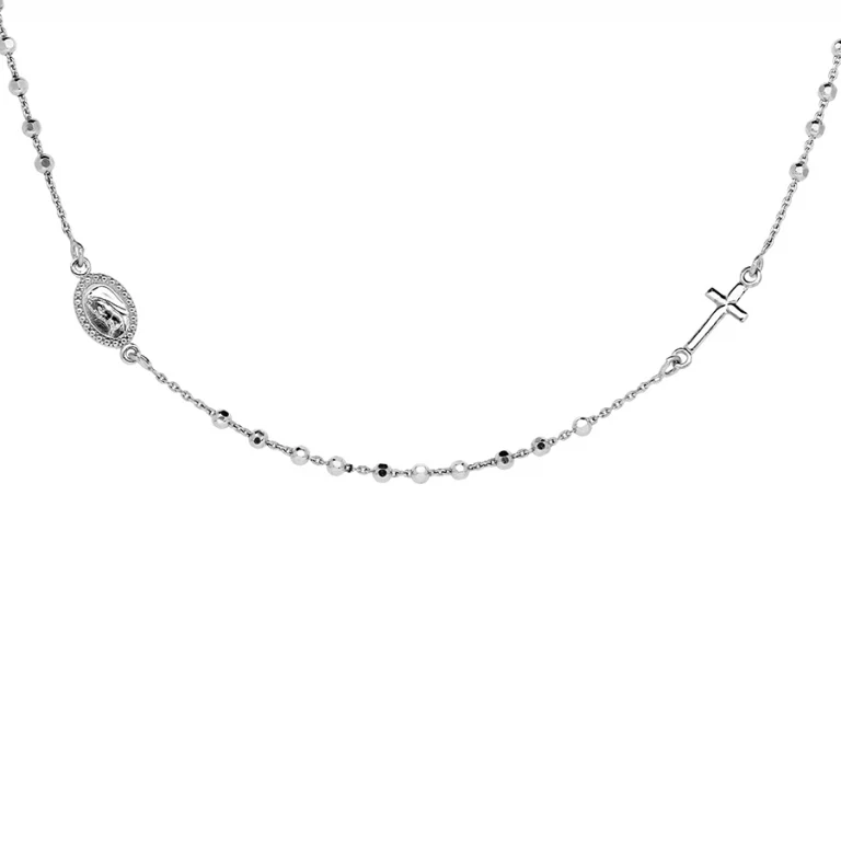 Collier boules avec croix et médaille – Argent 925 rhodié | Azuline