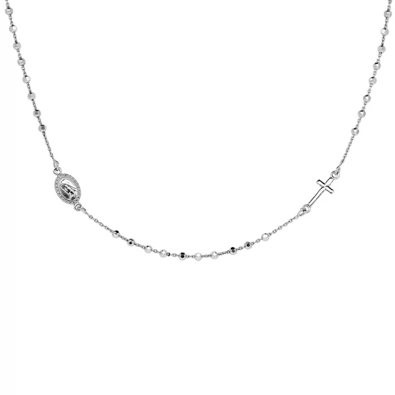 Collier boules avec croix et médaille – Argent 925 rhodié | Azuline