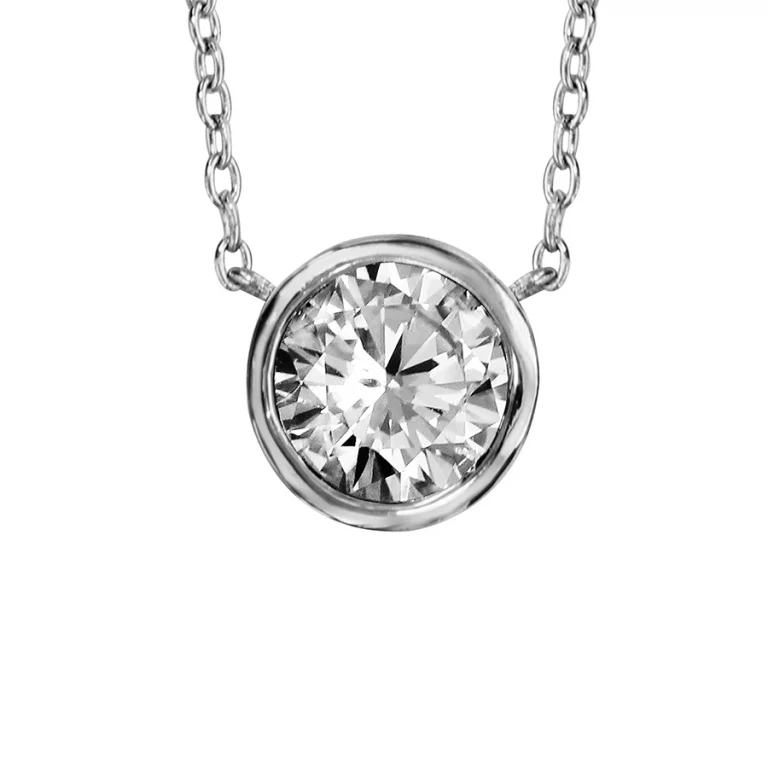 Collier solitaire à solitaire rond de 7 mm – Argent 925 rhodié | Azuline