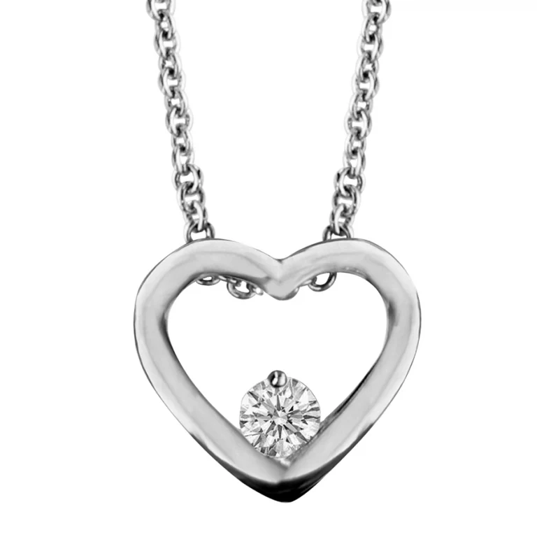 Collier cœur à oxyde blanc ajouré – Argent 925 rhodié | Azuline