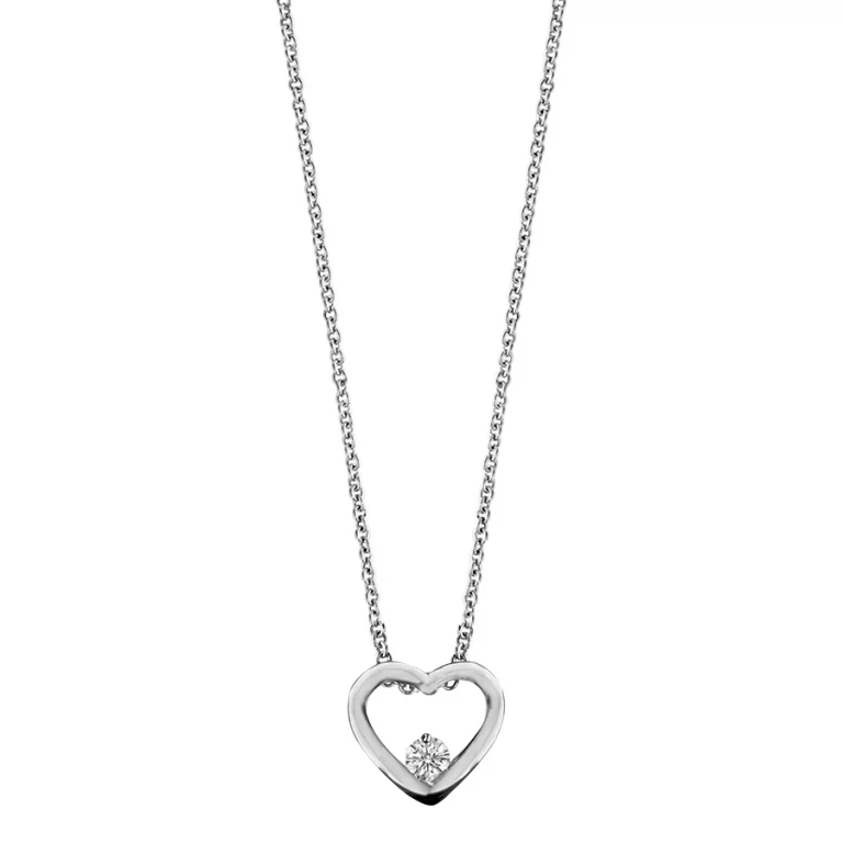 Collier cœur à oxyde blanc ajouré – Argent 925 rhodié | Azuline