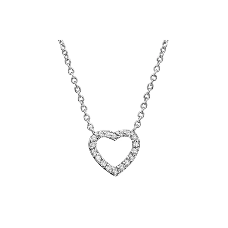 Collier cœur à synthétique blanche – Argent 925 rhodié | Azuline