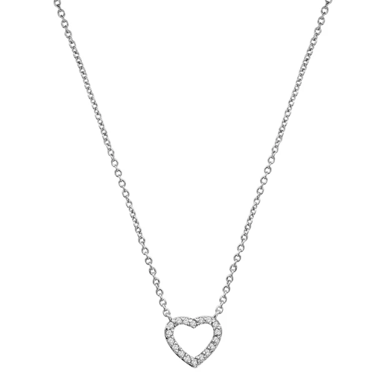 Collier cœur à synthétique blanche – Argent 925 rhodié | Azuline