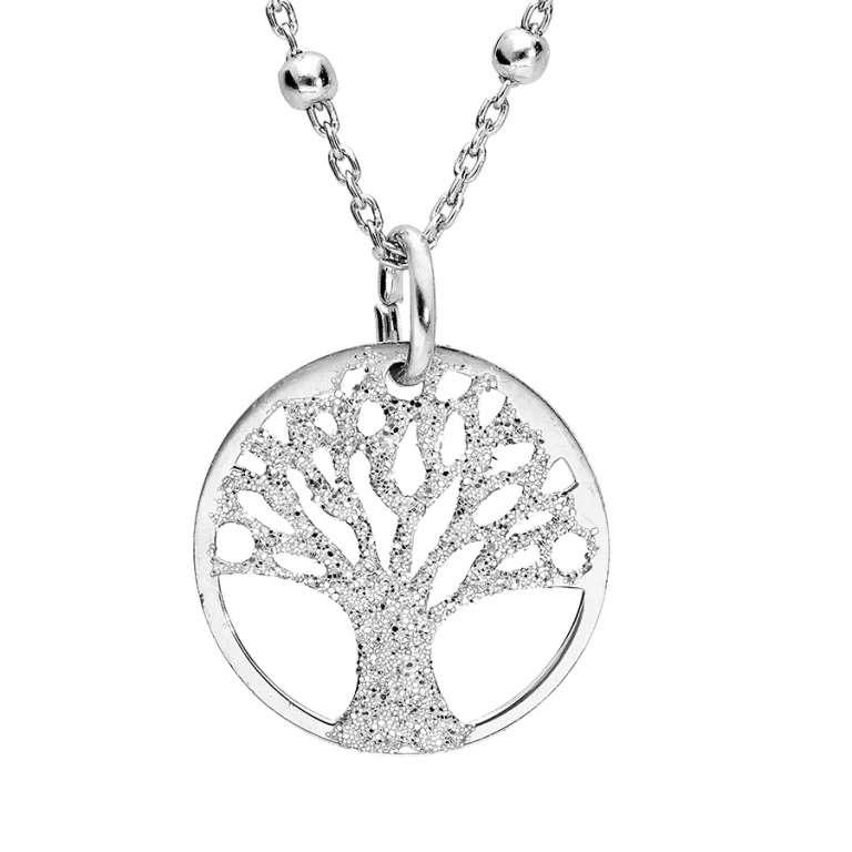 Collier arbre de vie granité – Argent 925 rhodié | Azuline