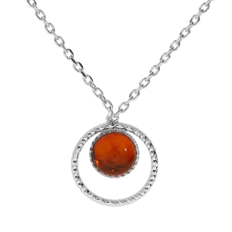 Collier cercle à ambre véritable – Argent 925 rhodié | Azuline