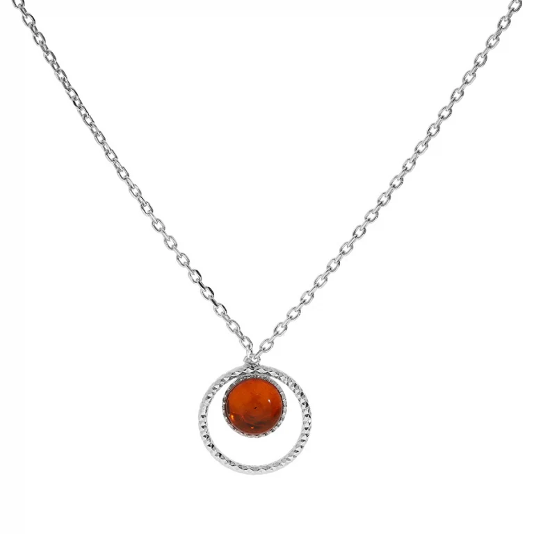 Collier cercle à ambre véritable – Argent 925 rhodié | Azuline