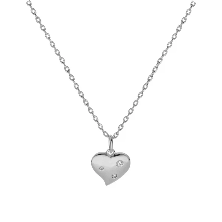 Collier cœur à trois oxydes blancs – Argent 925 rhodié | Azuline