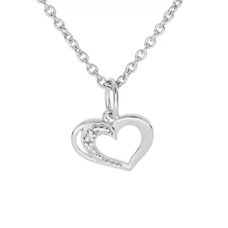 Collier cœur ouvert ponctué d’oxydes blancs – Argent 925 rhodié | Azuline