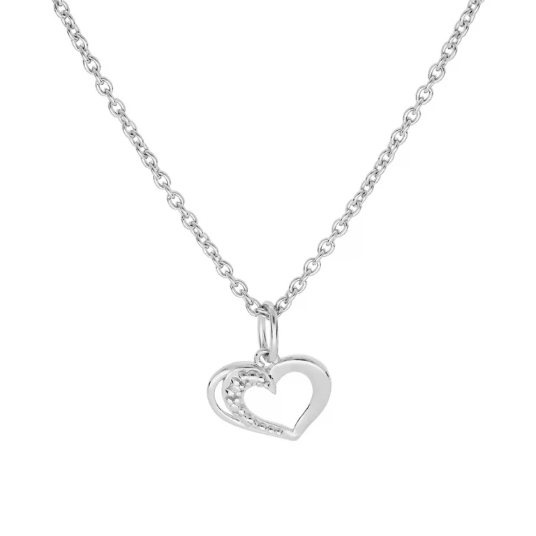 Collier cœur ouvert ponctué d’oxydes blancs – Argent 925 rhodié | Azuline