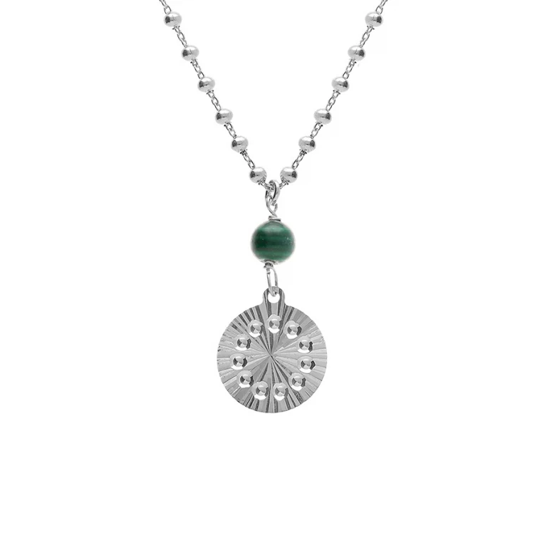 Collier cercle à malachite véritable – Argent 925 rhodié | Azuline