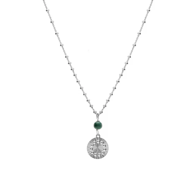 Collier cercle à malachite véritable – Argent 925 rhodié | Azuline