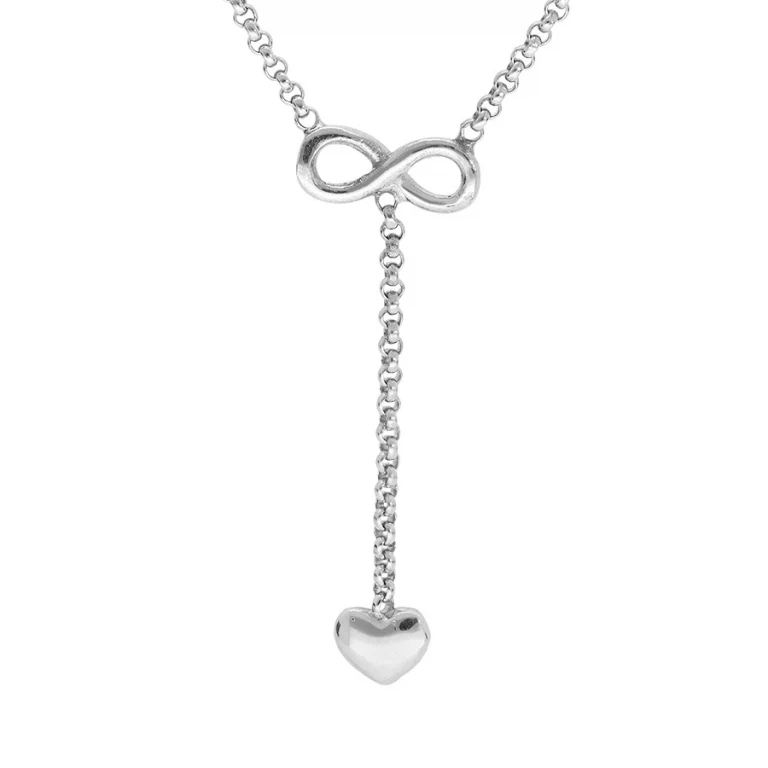 Collier en Y infini et cœur – Argent 925 rhodié | Azuline