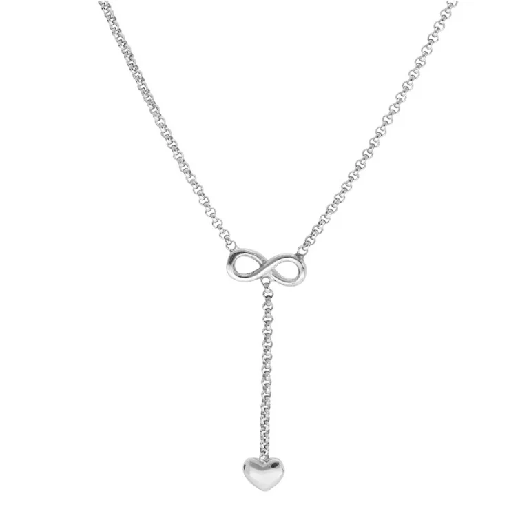 Collier en Y infini et cœur – Argent 925 rhodié | Azuline
