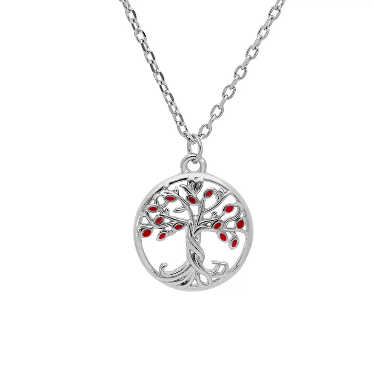 Collier arbre de vie coloris rouge – Argent 925 rhodié | Azuline