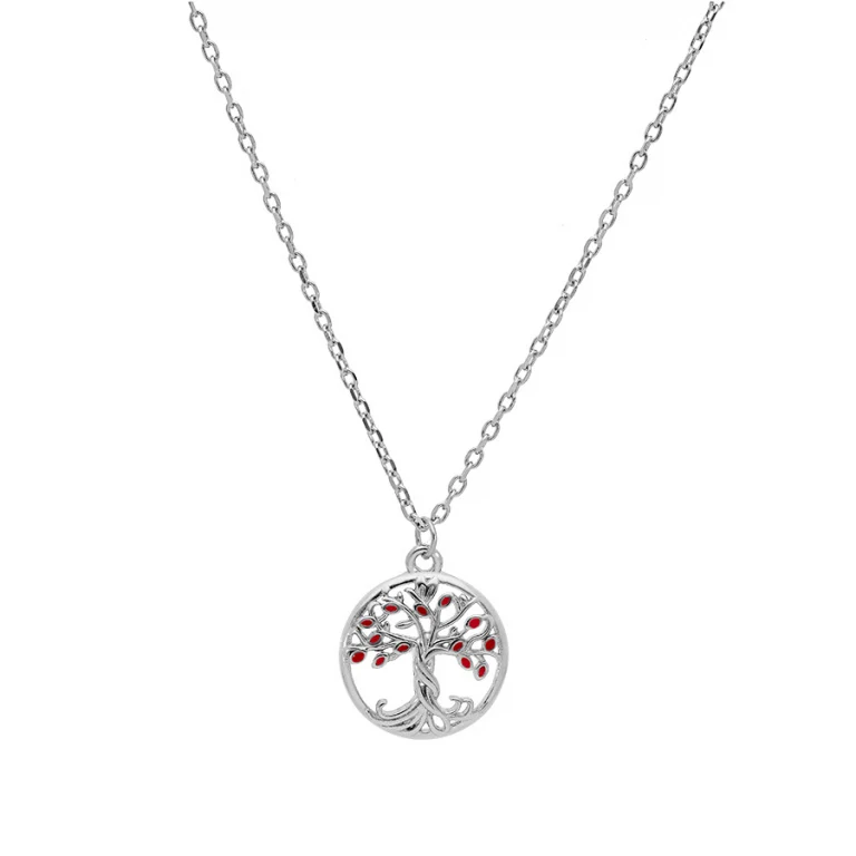 Collier arbre de vie coloris rouge – Argent 925 rhodié | Azuline