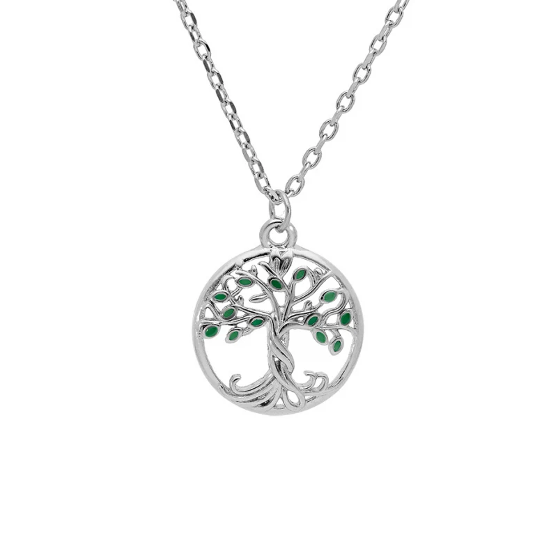 Collier arbre de vie coloris vert – Argent 925 rhodié | Azuline