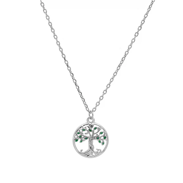 Collier arbre de vie coloris vert – Argent 925 rhodié | Azuline