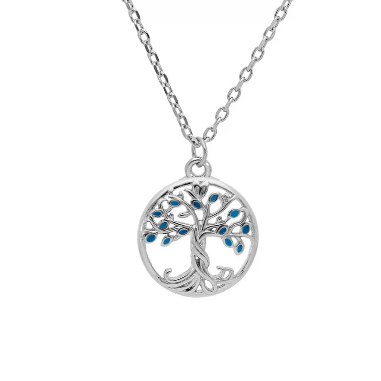 Collier arbre de vie coloris bleu – Argent 925 rhodié | Azuline