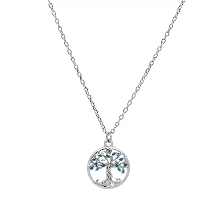 Collier arbre de vie coloris bleu – Argent 925 rhodié | Azuline