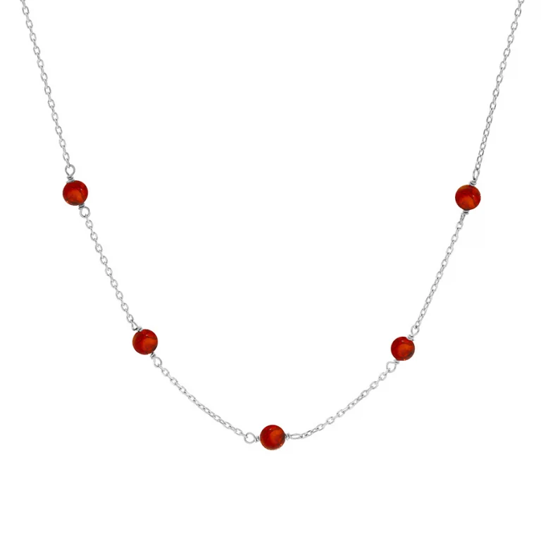Collier boules à ambre véritable – Argent 925 rhodié | Azuline