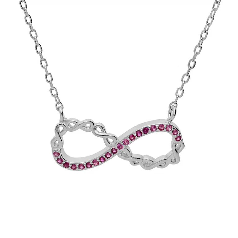 Collier infini serti d’oxydes roses – Argent 925 rhodié | Azuline