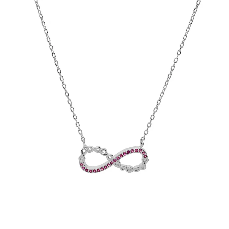 Collier infini serti d’oxydes roses – Argent 925 rhodié | Azuline