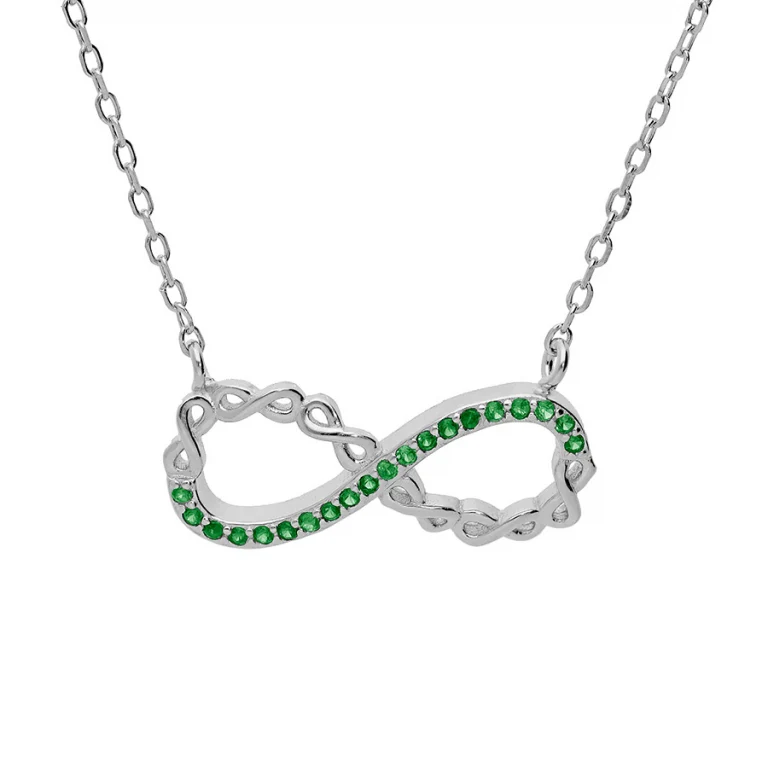 Collier infini serti d’oxydes verts – Argent 925 rhodié | Azuline
