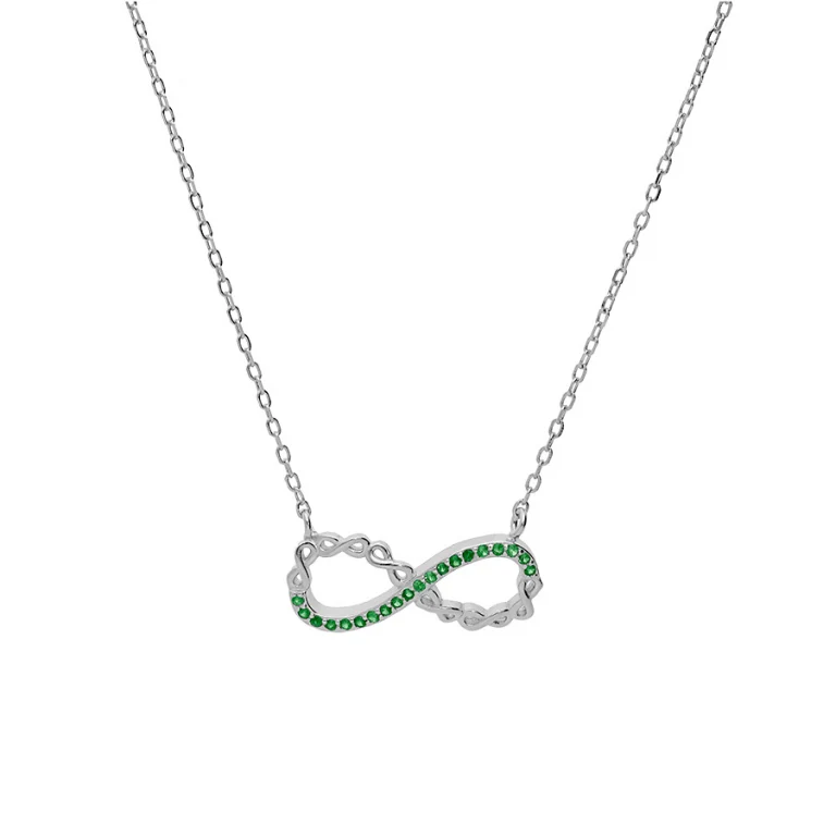 Collier infini serti d’oxydes verts – Argent 925 rhodié | Azuline