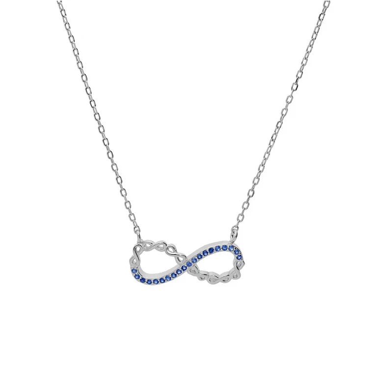 Collier infini serti d’oxydes bleus – Argent 925 rhodié | Azuline