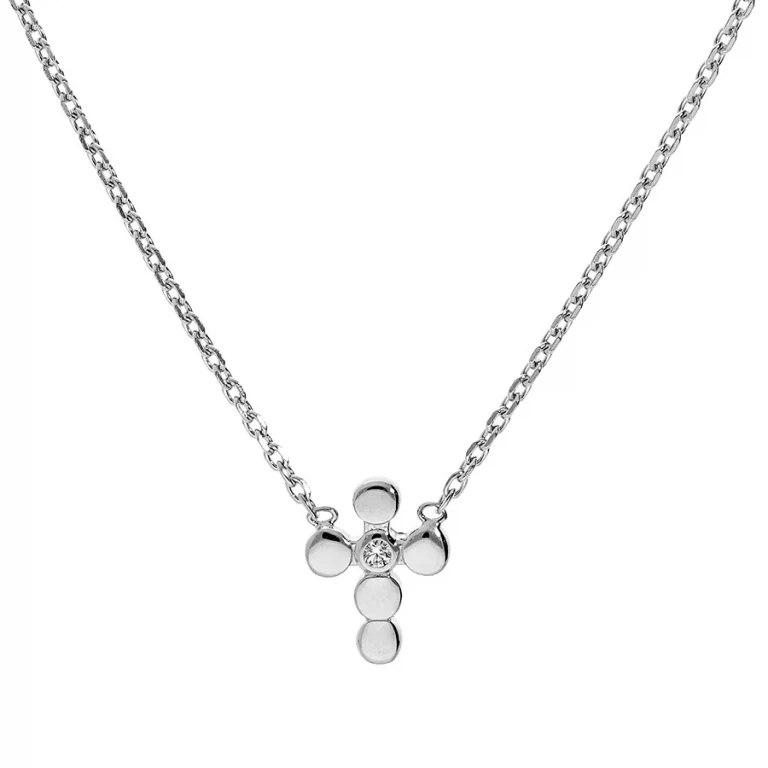 Collier croix à oxyde blanc petit modèle – Argent 925 rhodié | Azuline