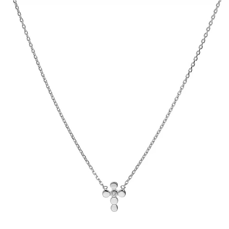 Collier croix à oxyde blanc petit modèle – Argent 925 rhodié | Azuline