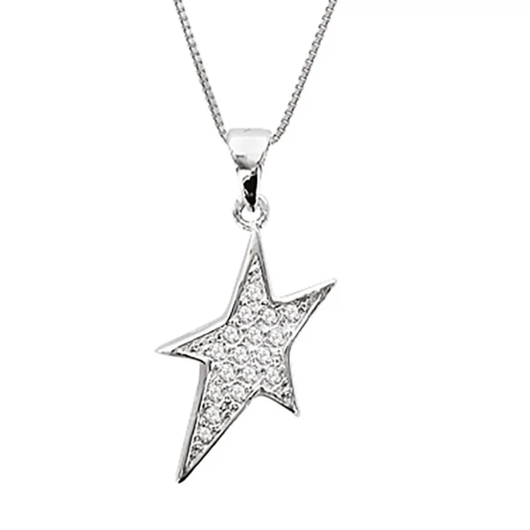 Collier étoile à pierres blanches synthétiques – Argent 925 rhodié | Azuline