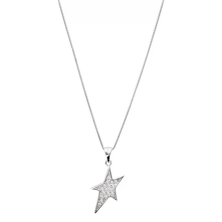Collier étoile à pierres blanches synthétiques – Argent 925 rhodié | Azuline