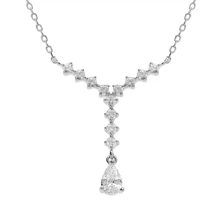 Collier cravate serti d’oxydes blancs petit modèle – Argent 925 rhodié | Azuline