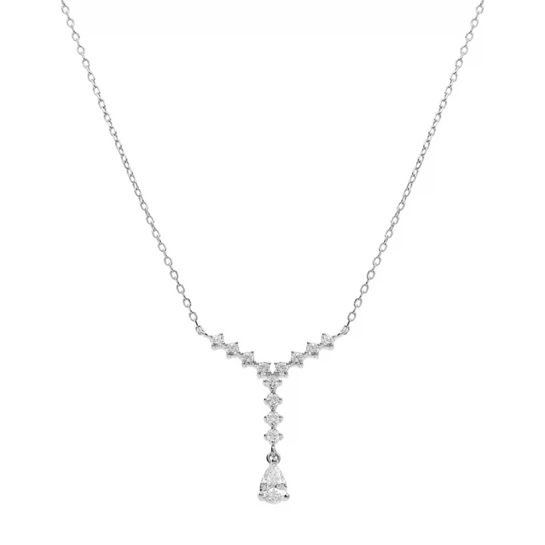 Collier cravate serti d’oxydes blancs petit modèle – Argent 925 rhodié | Azuline