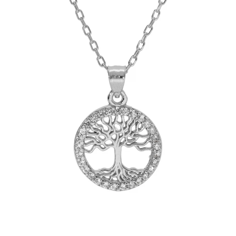 Collier arbre serti d’oxydes blancs – Argent 925 rhodié | Azuline