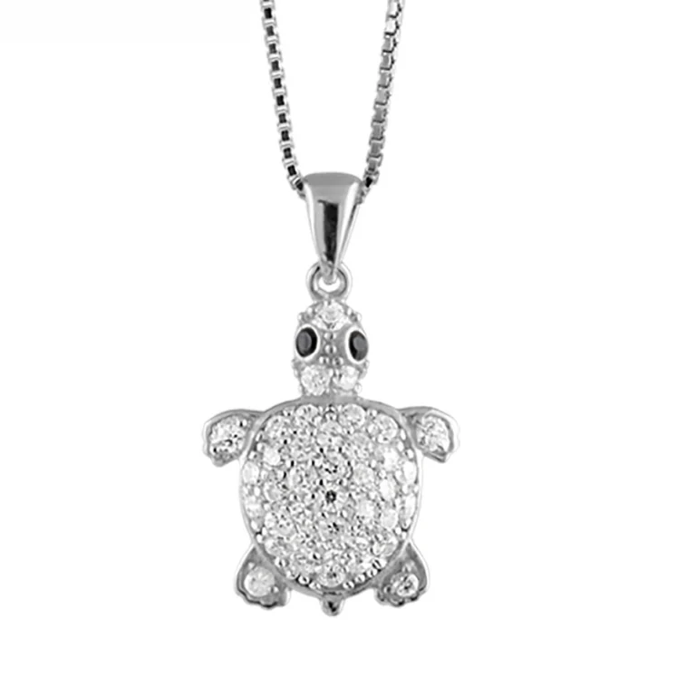 Collier tortue à synthétique blanche – Argent 925 rhodié | Azuline